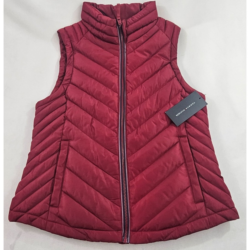 Tommy Hilfiger Womens Red Puffer Vest Jacket Medium J42JT273 New